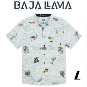 Baja Llama - Men's Incan Treasures 7-Seas Button Up Shirt. Size: L. NWT (1850)